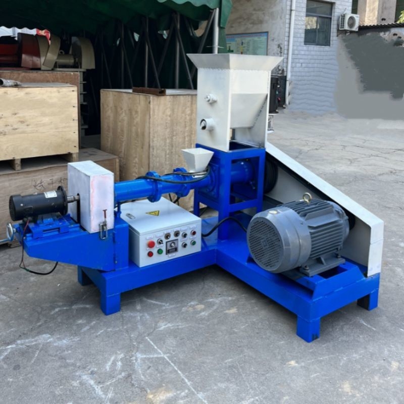 Koolstofstaal visvoer extruder garnalen vogel voedsel pellet machine hond voedsel machine schroef voer extruder aangepaste kleur