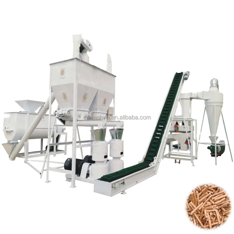 Gepersonaliseerde biomassepelletlijn voor eindpelletdiameter 6-12 mm Ring Die Pellet Mill