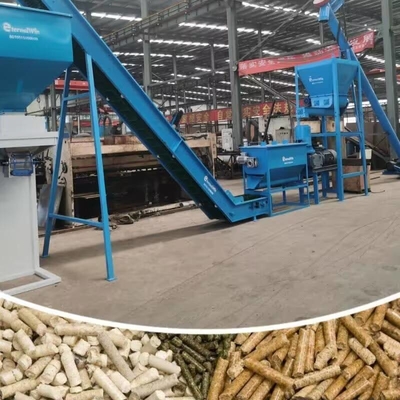 Lijn voor de productie van biomasspellets van rijsthouders met een capaciteit van 1-1,5 ton/uur
